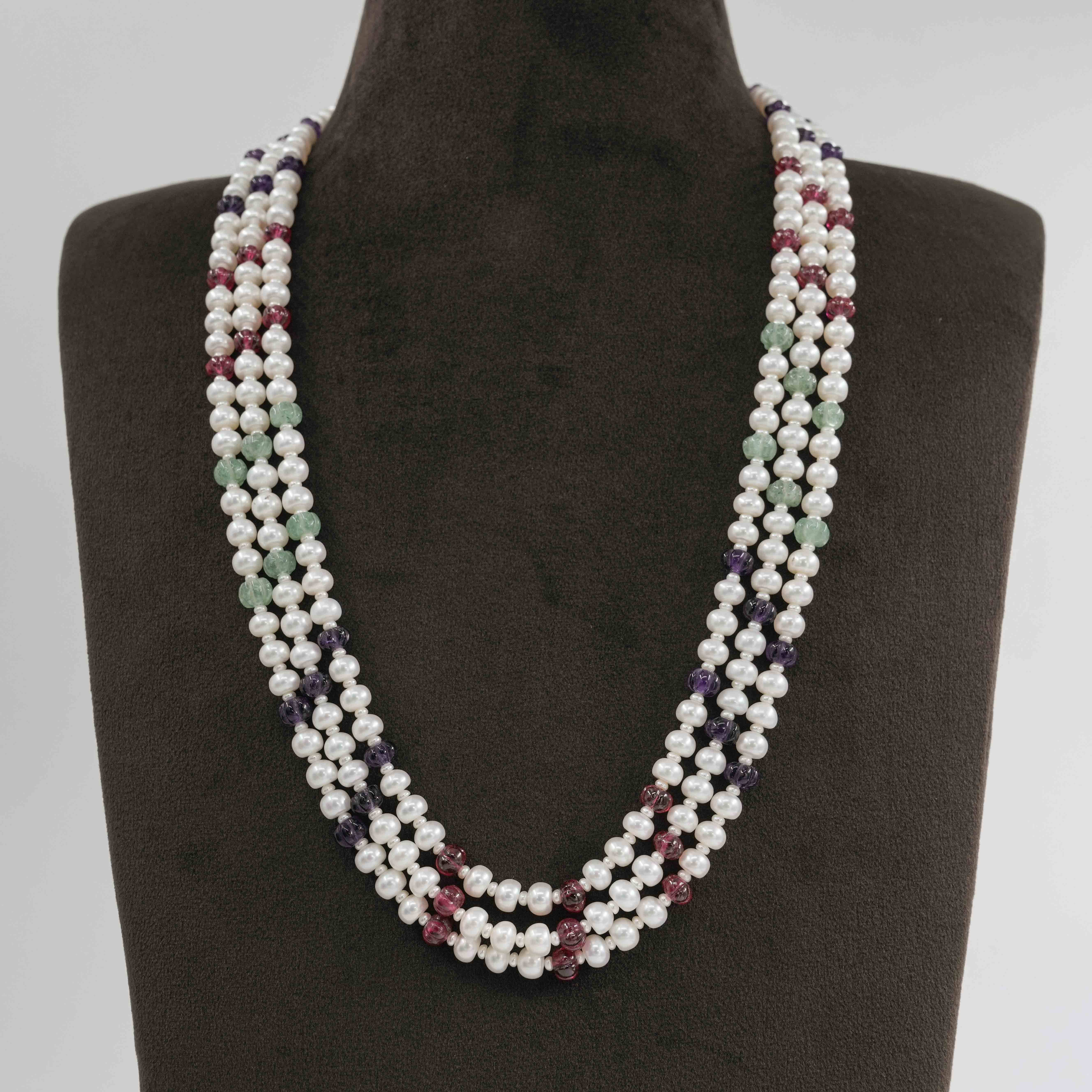 The Pearl Atelier by Kabra Pearls - Natural Multi colored round Pearl necklace